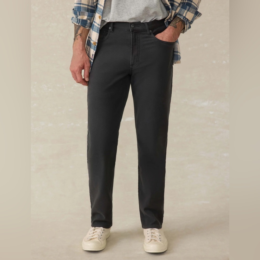 Faherty Stretch Terry 5-Pocket Pant - Onyx Black 33x30